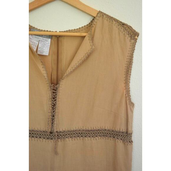 Max Mara Linen Crochet Detail Sheath Maxi Dress Size 8 - Picture 5 of 8